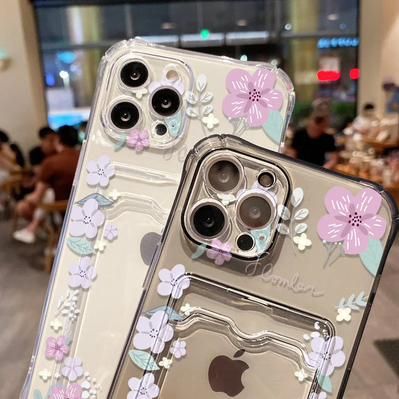Aesthetic Floral Card Holder Case