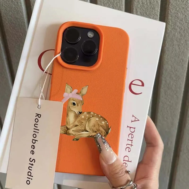 Retro Deer Lychee Pattern Case