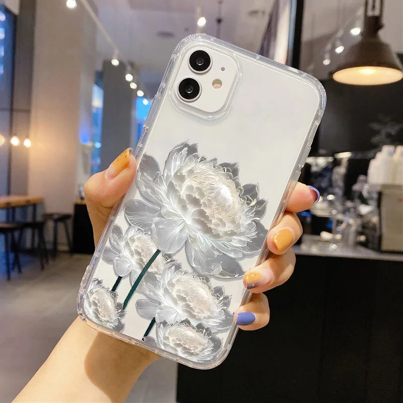Soft Floral Silicone Clear Case