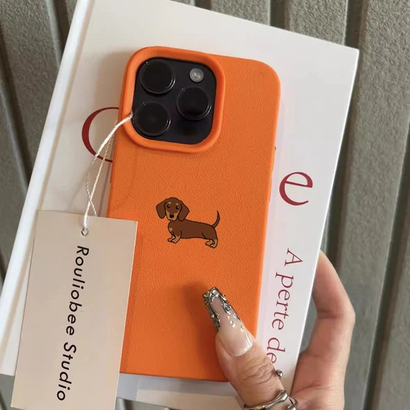 Brown Dachshund Lychee Pattern Case