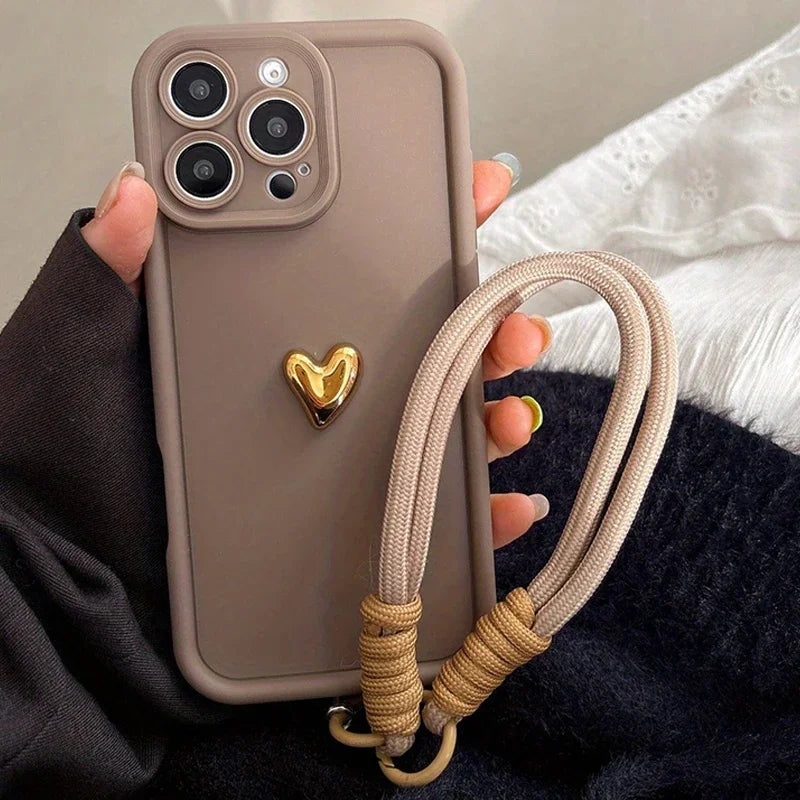 Golden Heart Korean Strap Case
