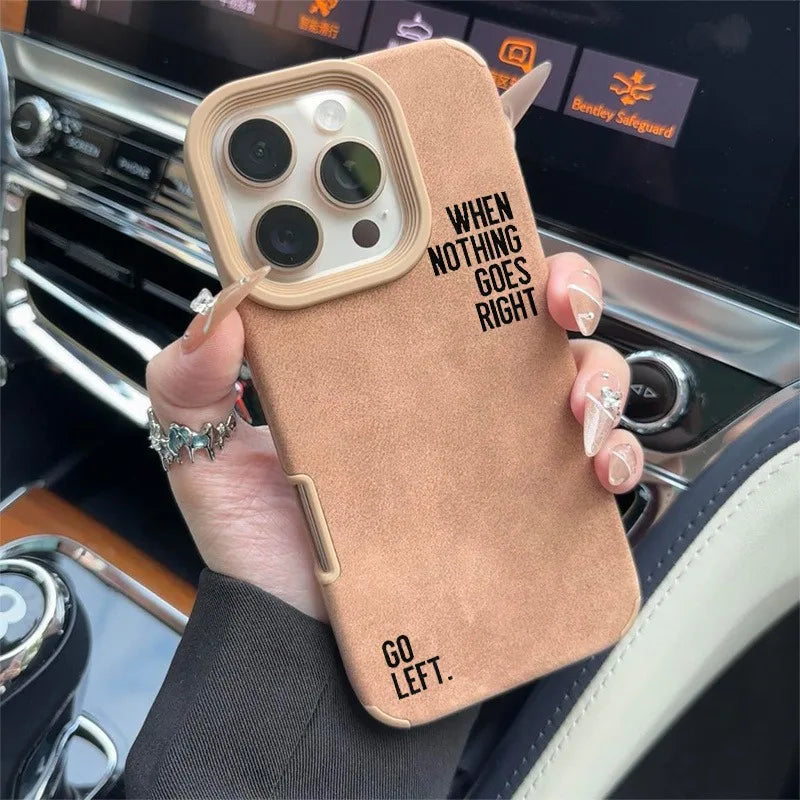 Lettered Faux Leather Textured Case