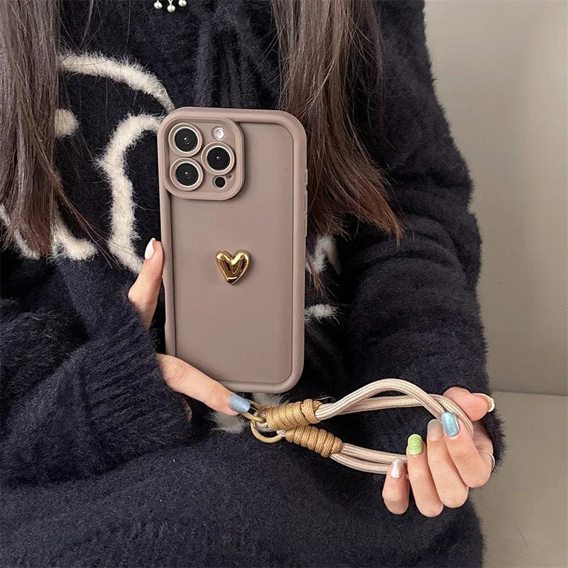 Golden Heart Korean Strap Case