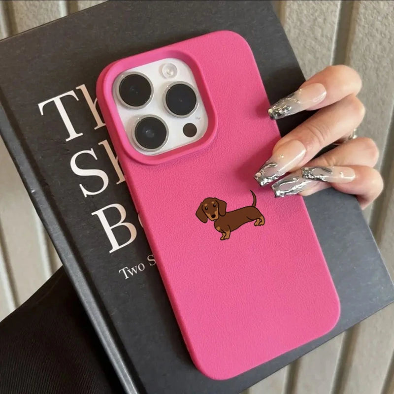 Brown Dachshund Lychee Pattern Case