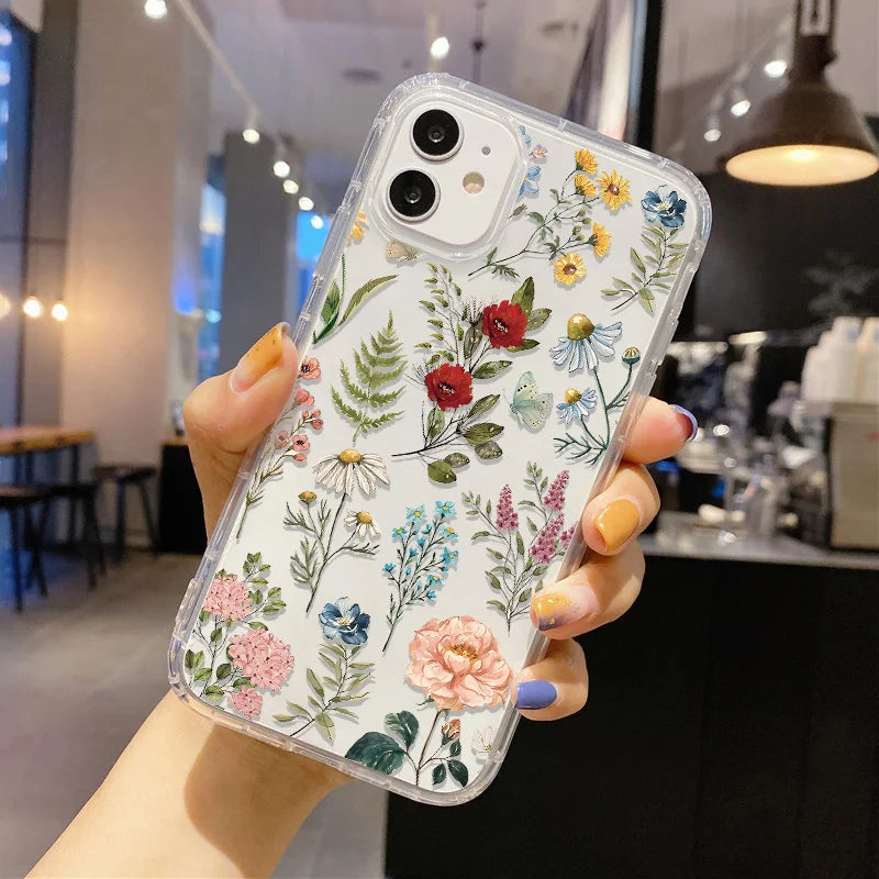 Soft Floral Silicone Clear Case
