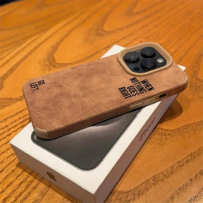 Lettered Faux Leather Textured Case