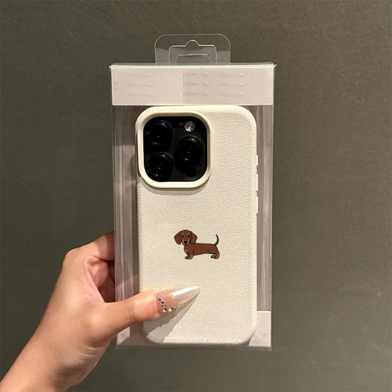 Brown Dachshund Lychee Pattern Case