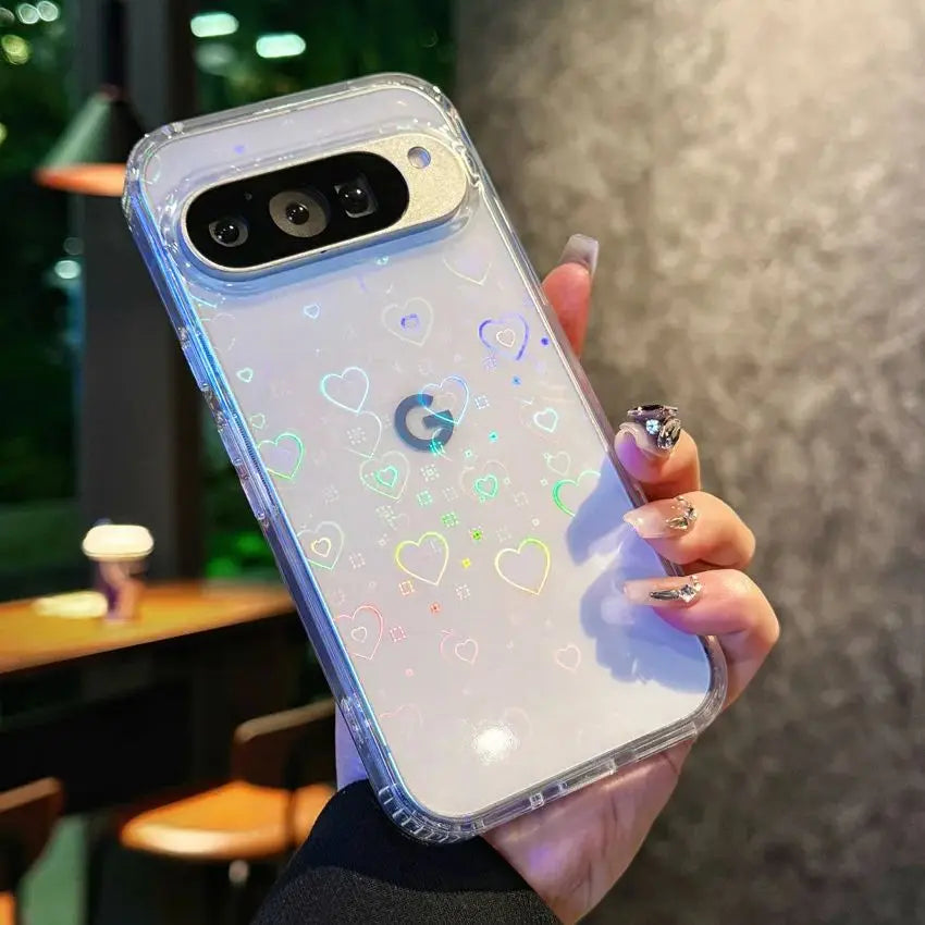 Gradient Heart Glitter Clear Case