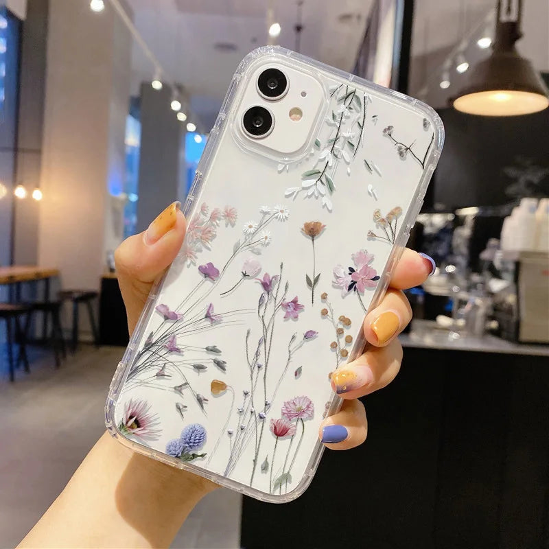 Soft Floral Silicone Clear Case