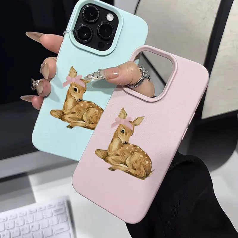 Retro Deer Lychee Pattern Case