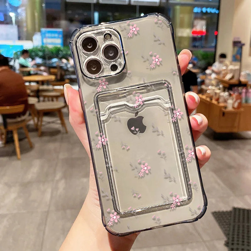 Aesthetic Floral Card Holder Case