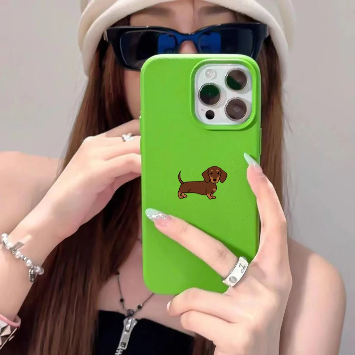Brown Dachshund Lychee Pattern Case