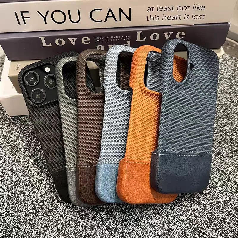 Business Splice Leather Nylon Fabric Case