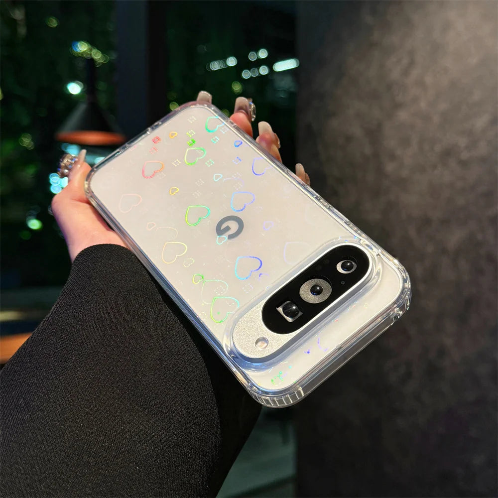 Gradient Heart Glitter Clear Case