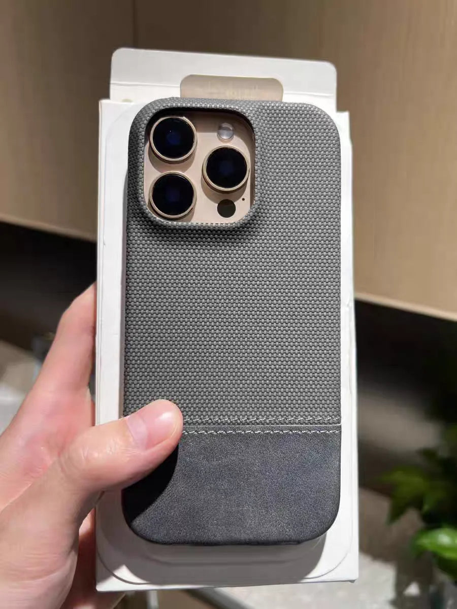Business Splice Leather Nylon Fabric Case