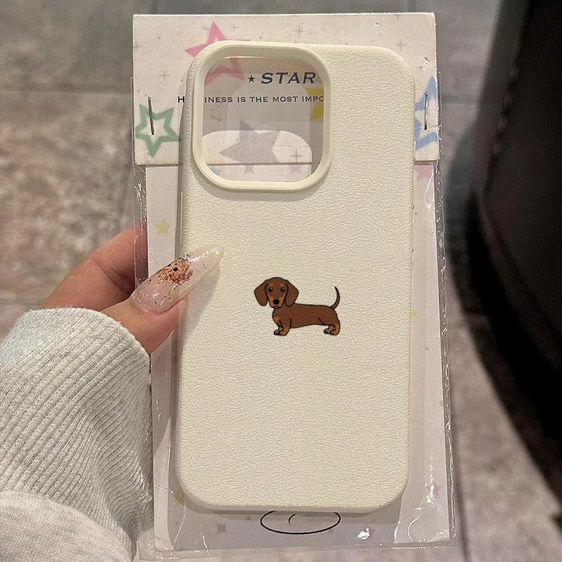 Brown Dachshund Lychee Pattern Case