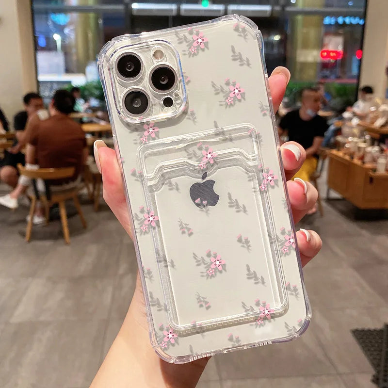 Aesthetic Floral Card Holder Case