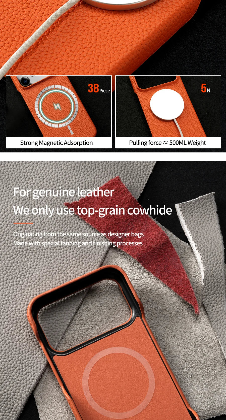 Luxury Natural Cowhide Leather Case