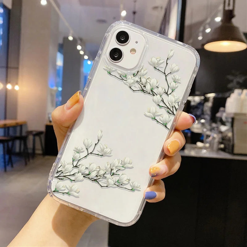 Soft Floral Silicone Clear Case