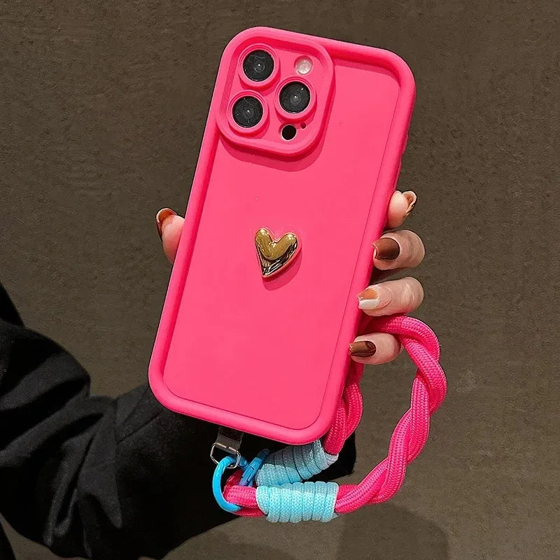 Golden Heart Korean Strap Case