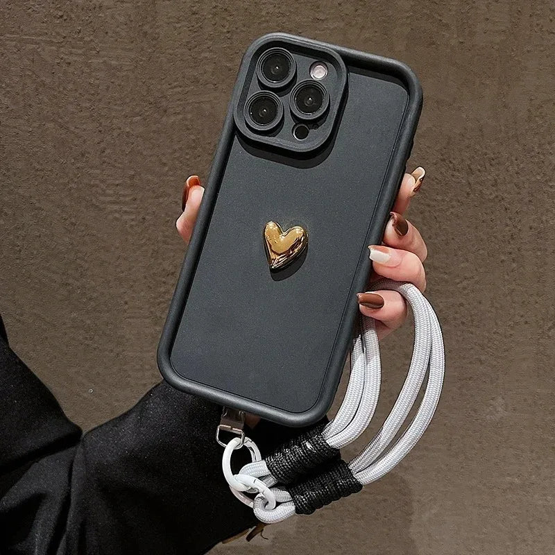 Golden Heart Korean Strap Case