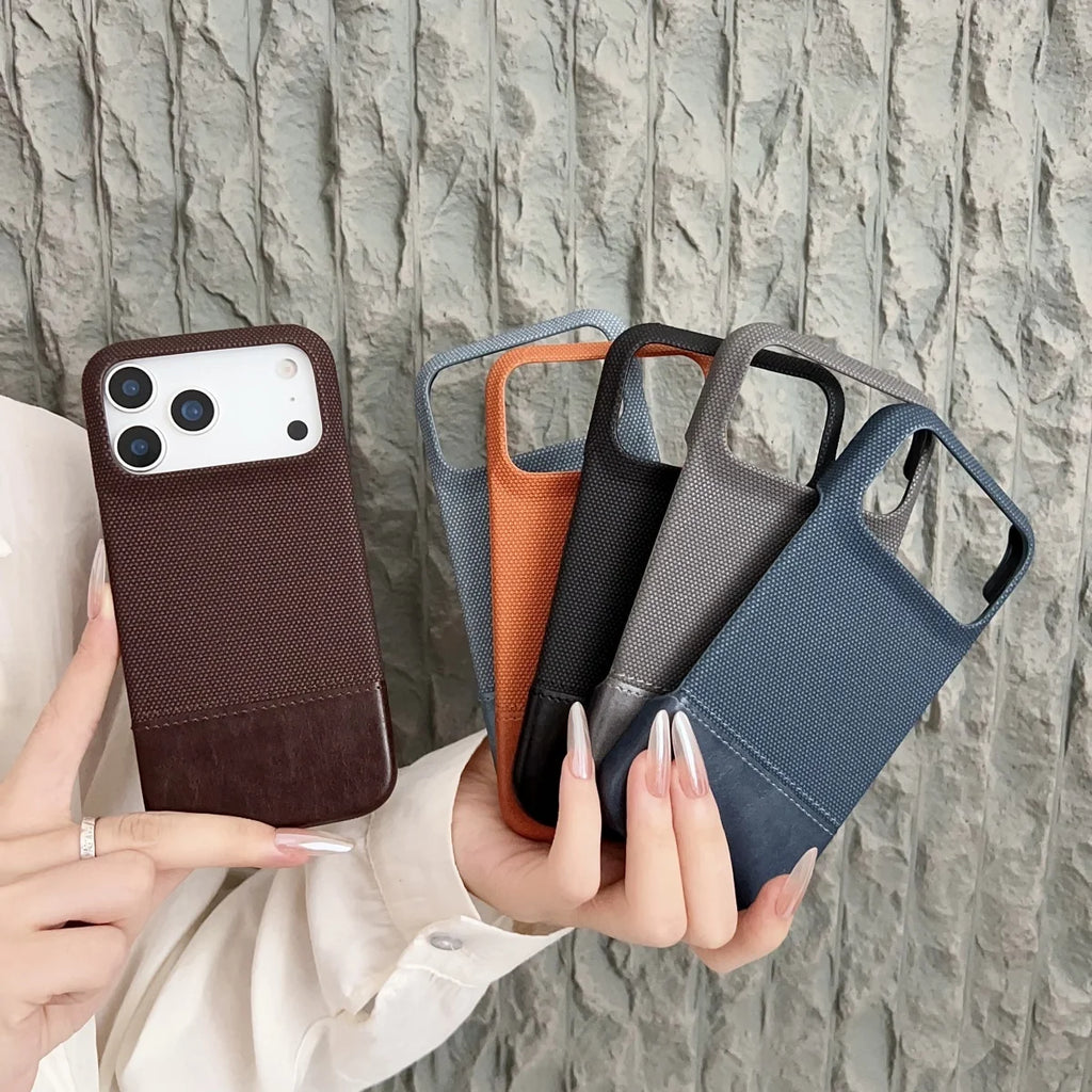 Business Splice Leather Nylon Fabric Case