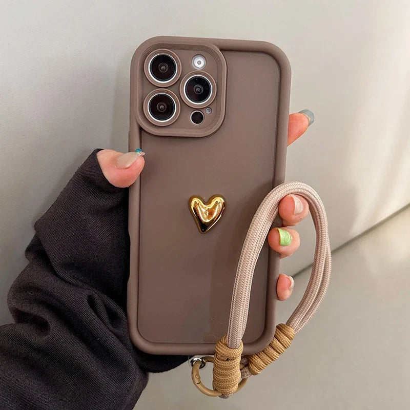 Golden Heart Korean Strap Case