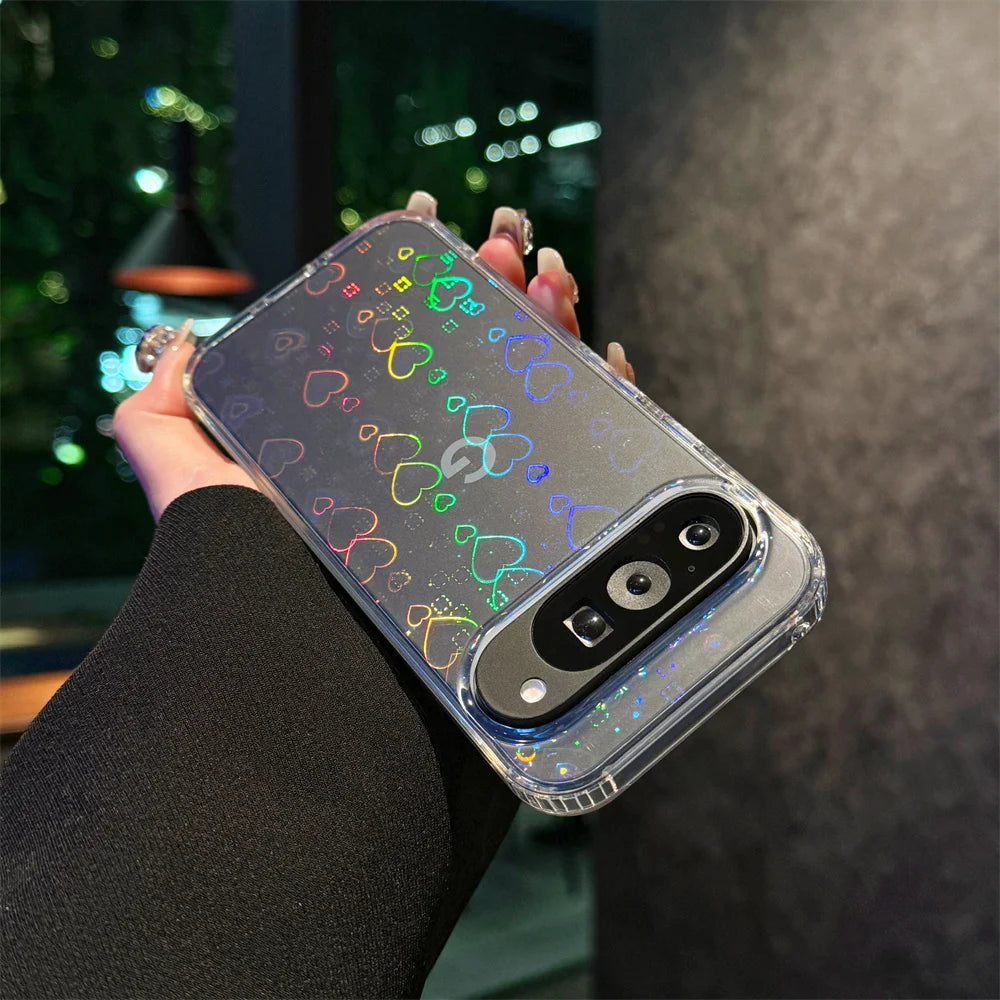 Gradient Heart Glitter Clear Case