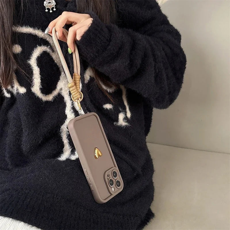Golden Heart Korean Strap Case