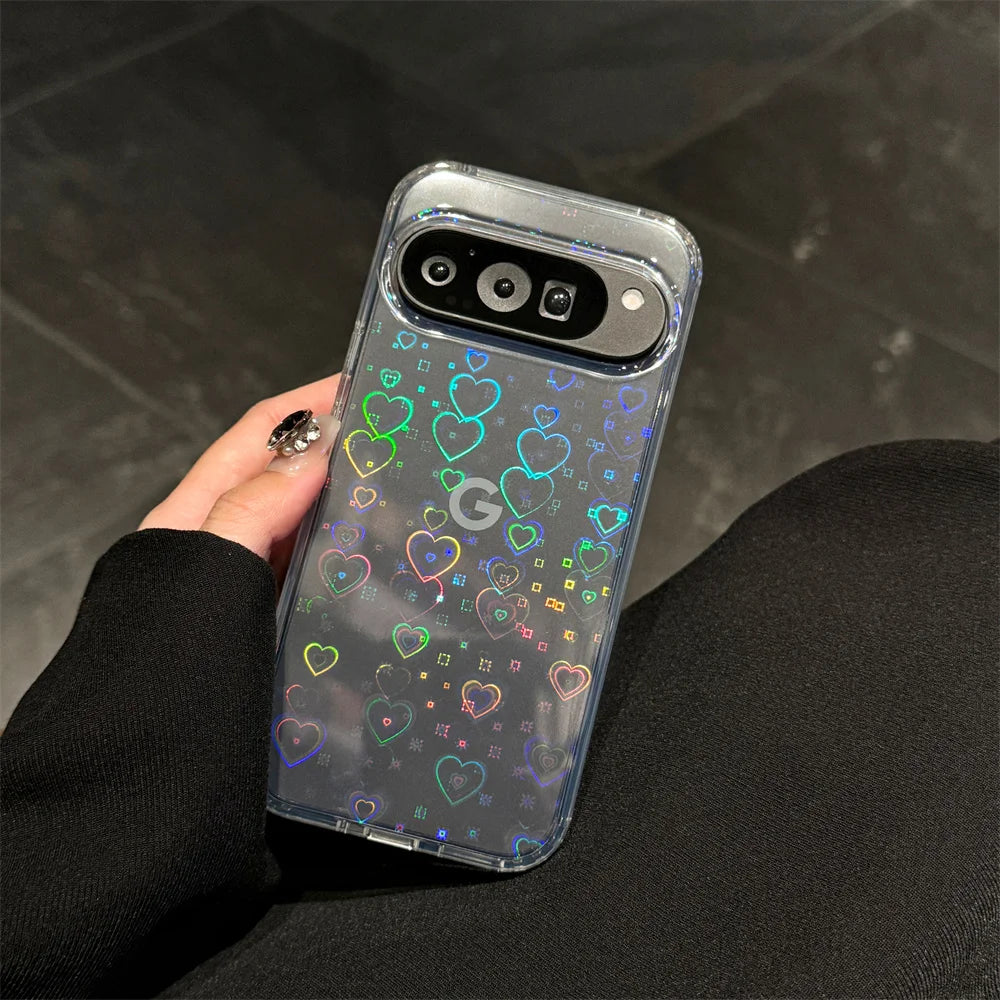 Gradient Heart Glitter Clear Case
