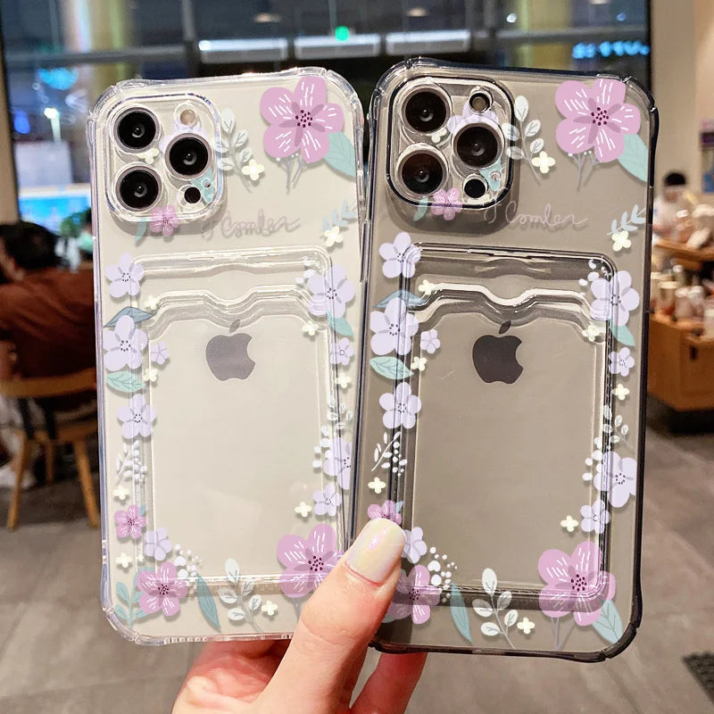 Aesthetic Floral Card Holder Case