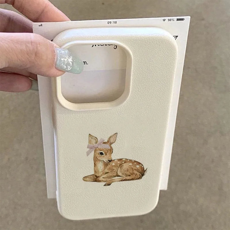 Retro Deer Lychee Pattern Case