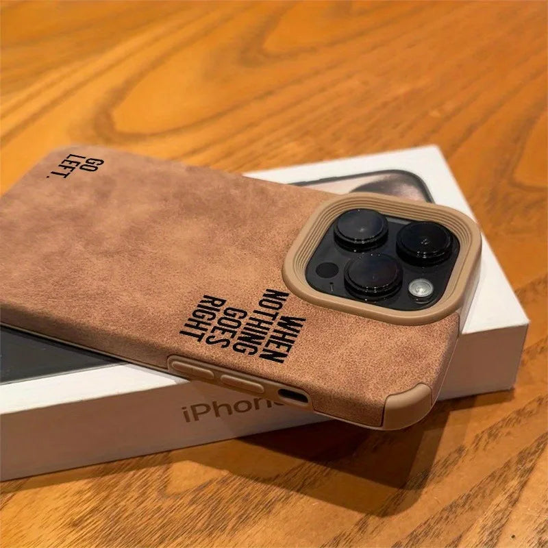 Lettered Faux Leather Textured Case