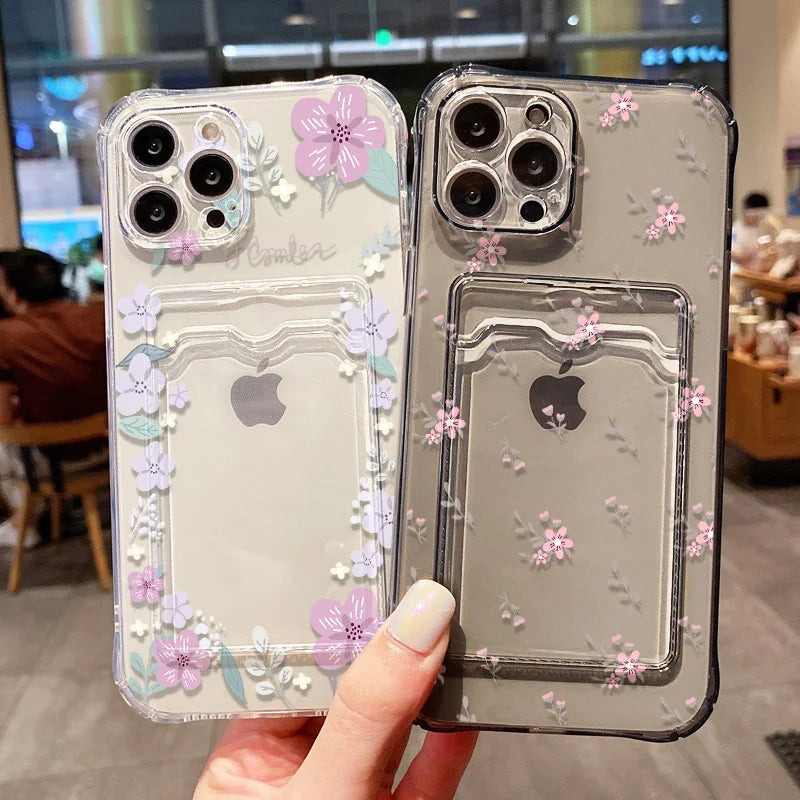 Aesthetic Floral Card Holder Case