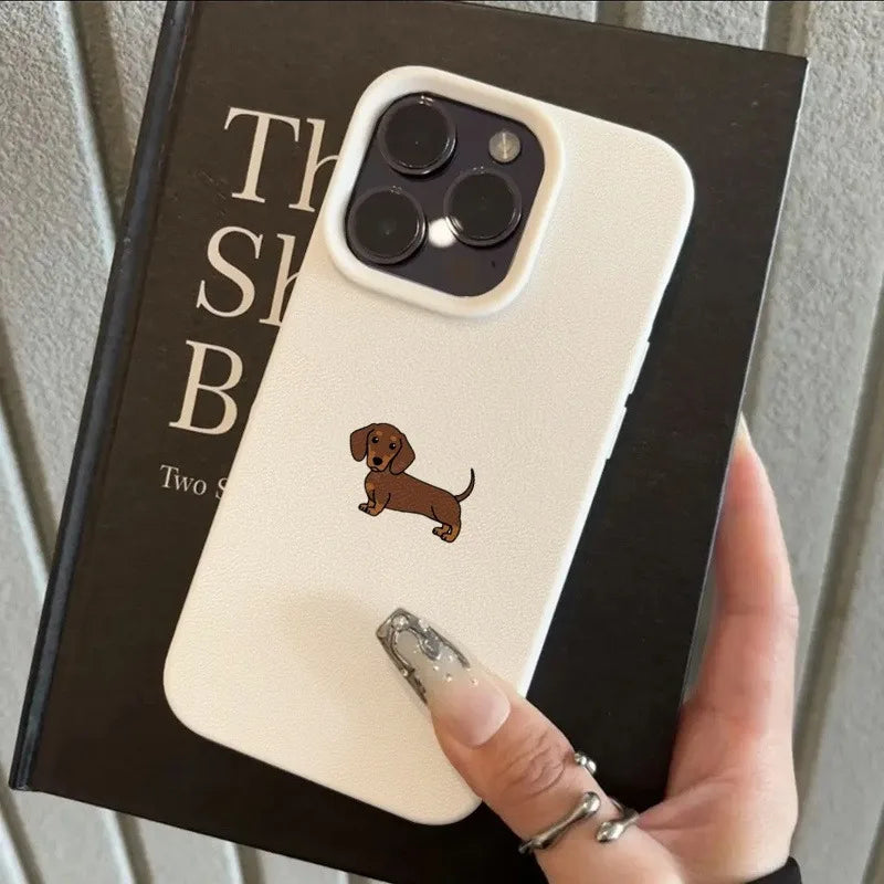 Brown Dachshund Lychee Pattern Case