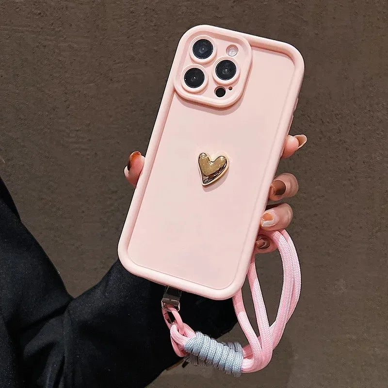 Golden Heart Korean Strap Case