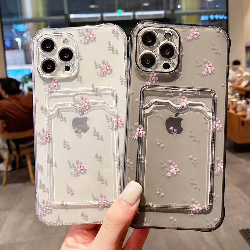 Aesthetic Floral Card Holder Case