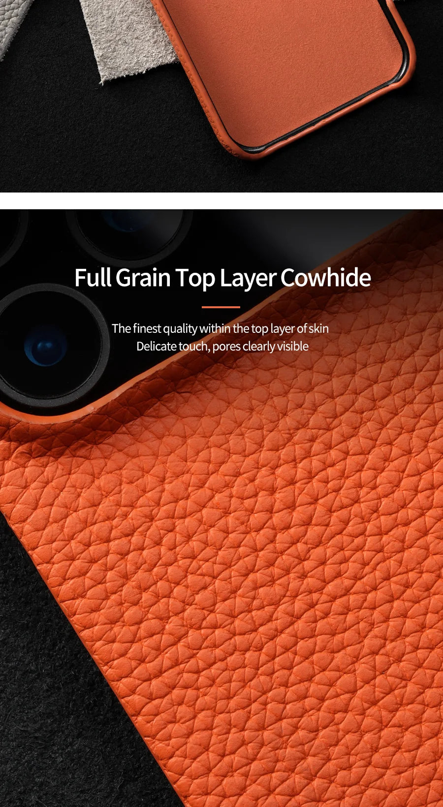 Luxury Natural Cowhide Leather Case