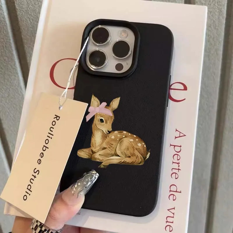 Retro Deer Lychee Pattern Case