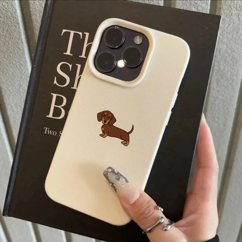 Brown Dachshund Lychee Pattern Case