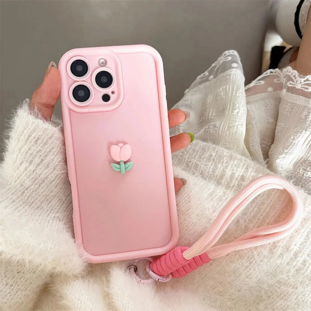 Tulip Charm Lanyard Case
