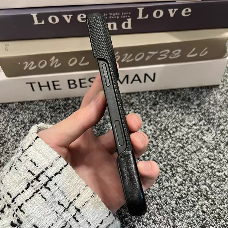 Business Splice Leather Nylon Fabric Case