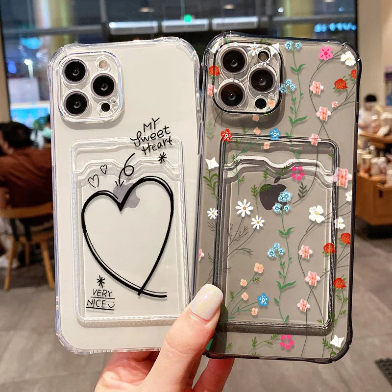 Aesthetic Floral Card Holder Case