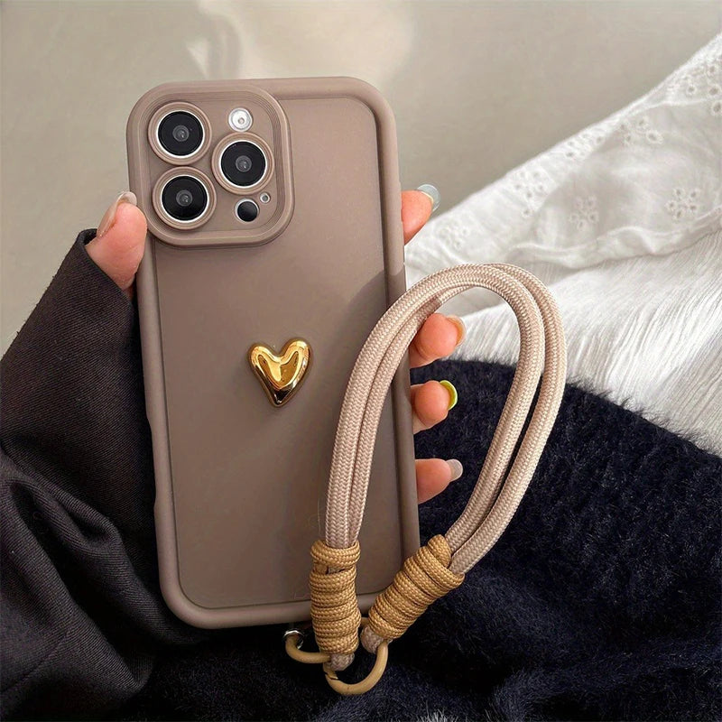 Golden Heart Korean Strap Case