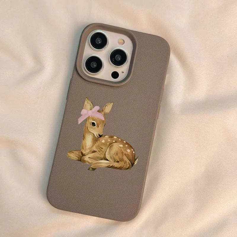 Retro Deer Lychee Pattern Case