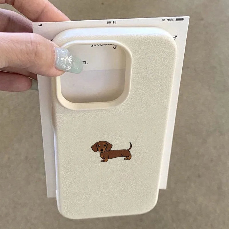 Brown Dachshund Lychee Pattern Case