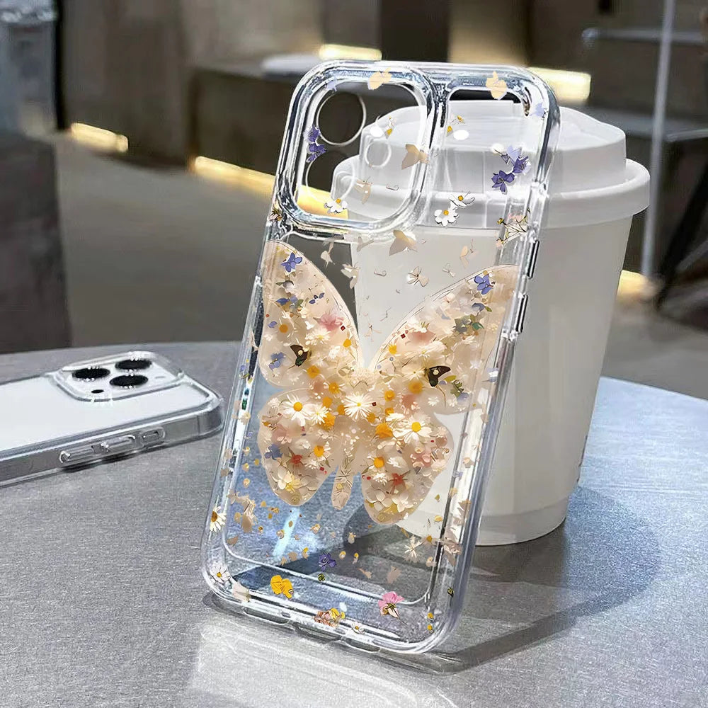 Transparent Rose Flower Shockproof Case