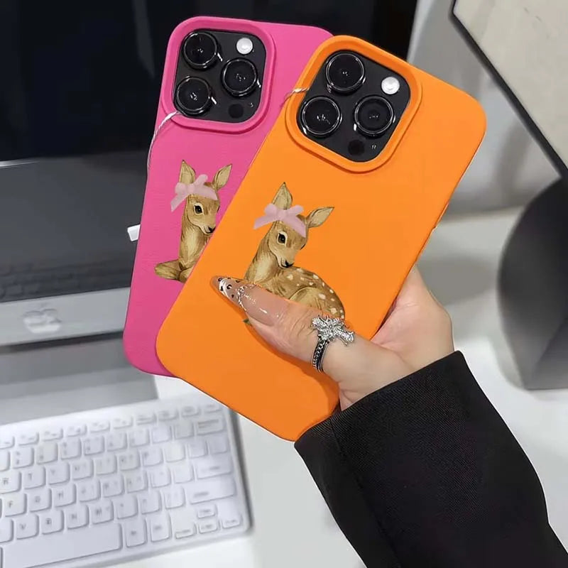 Retro Deer Lychee Pattern Case