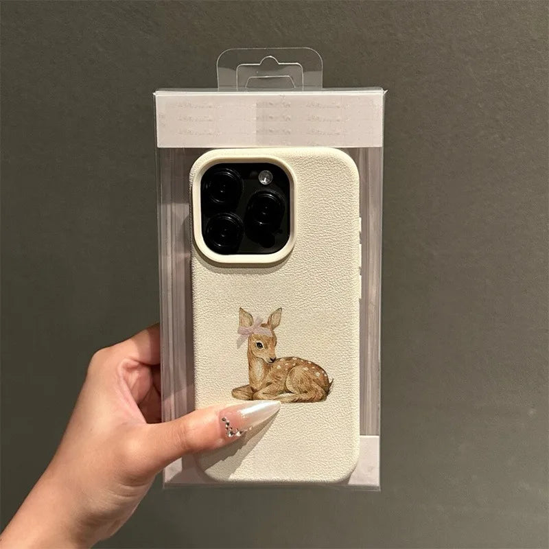 Retro Deer Lychee Pattern Case