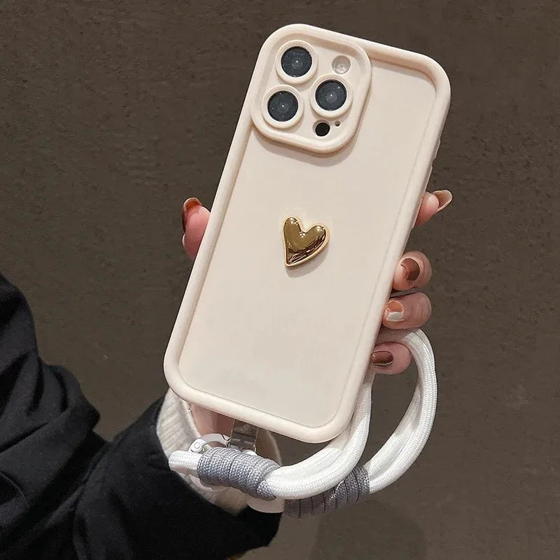 Golden Heart Korean Strap Case